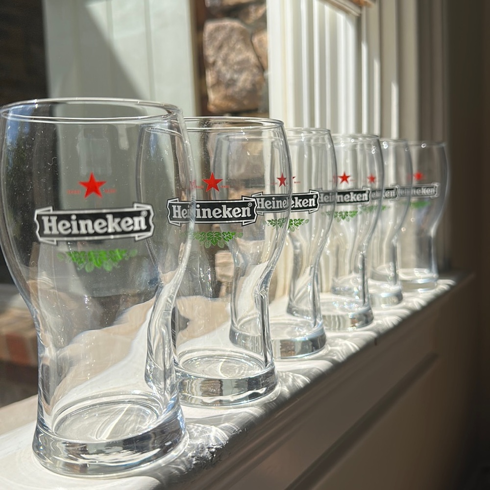 Heineken branded 1/2 pint glasses